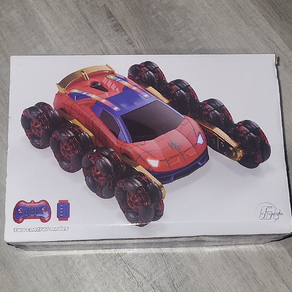 Spider Man Themed Remote Control Car with Multi-Directional Wheels